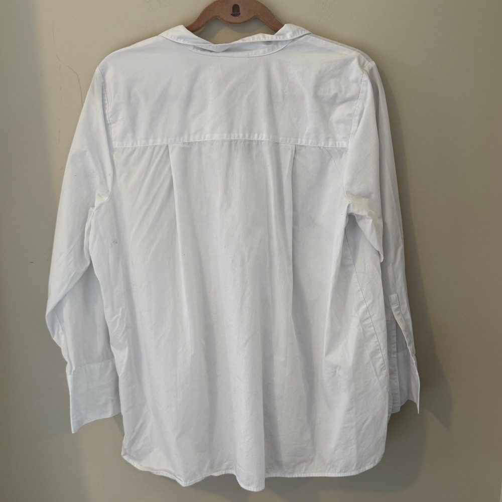 J Jill Womens White Cotton Long Sleeve Collared Shirt Top Petite L - Picture 5 of 8